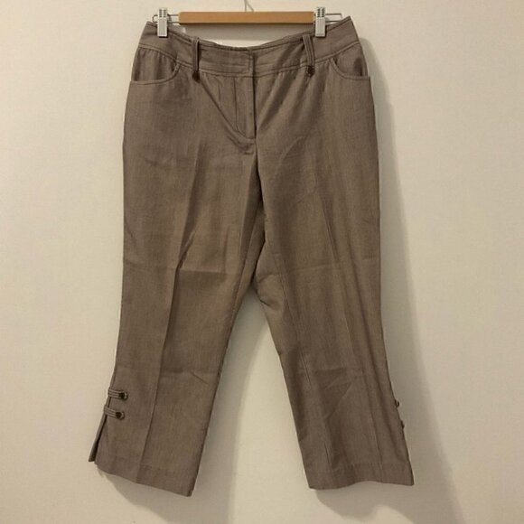Brown Pin Striped Ankle Pants Petites 10P - Picture 10 of 10